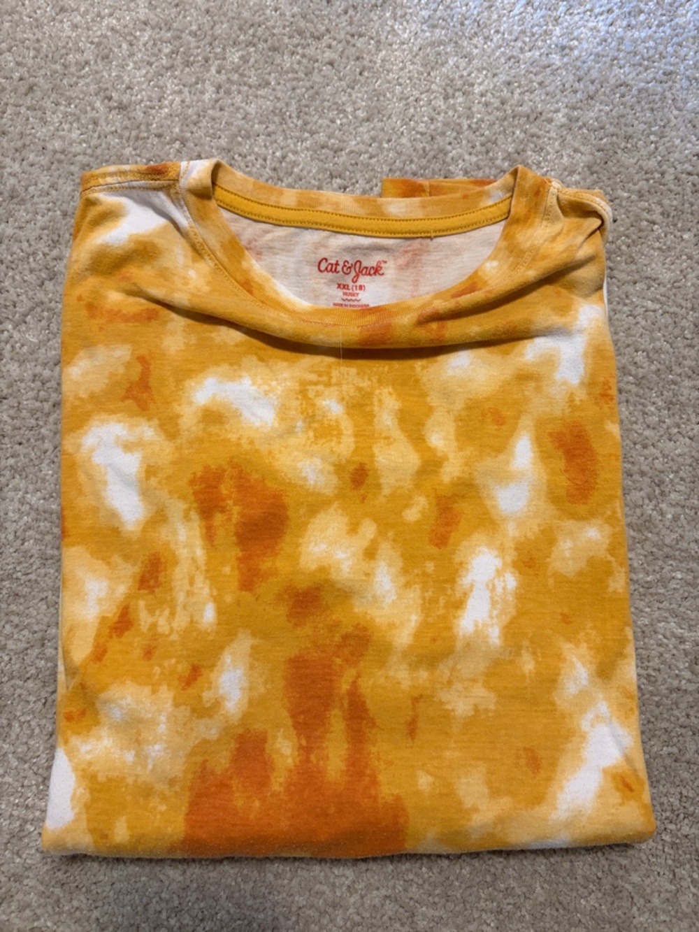 Cat & Jack Yellow and White Tie-Dye Crew Tee